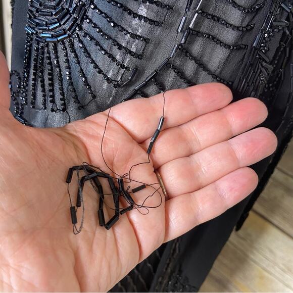 Antique Authentic black beaded 1920s flapper dress size S - Picture 8 of 16